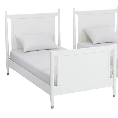 White Twin Bed with Silver-Colored Feet